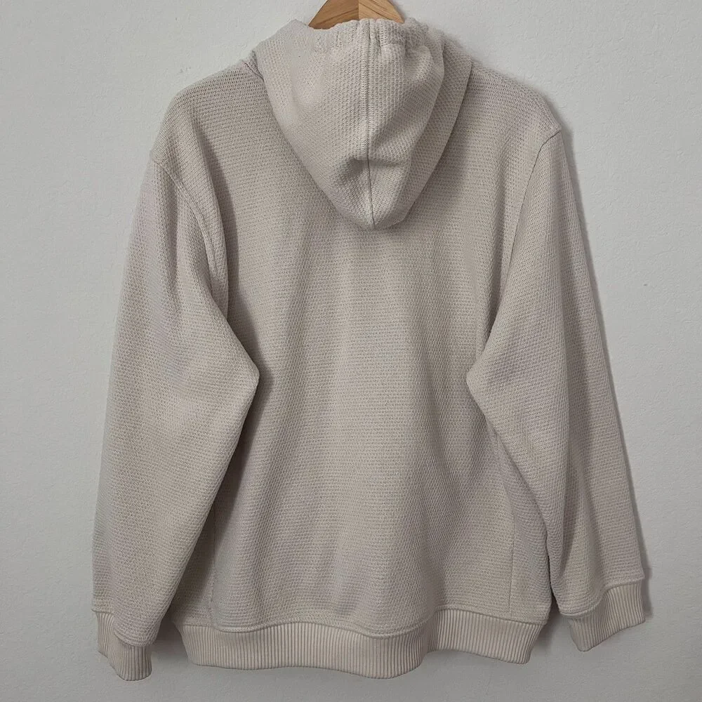 The North Face Sweater Mens XXL Cream Pullover Waffle Hoodie 1/4 Zip